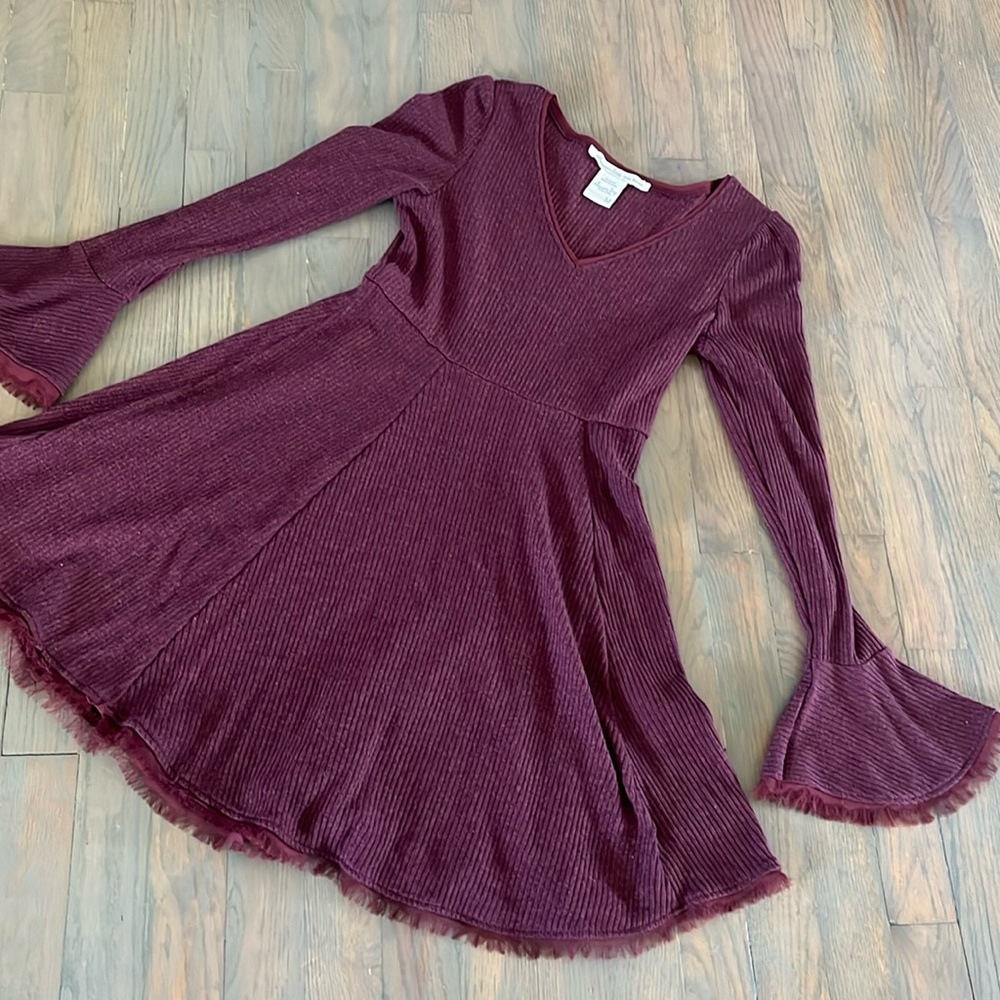 American Rag Burgundy Ribbed Long Sleeve Dress size Medium